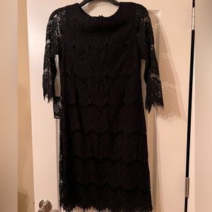 Black midi lace dress